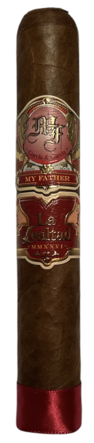 The My Father La Lealtad Gordo standing upright, with red bands and a red ribbon at the foot
