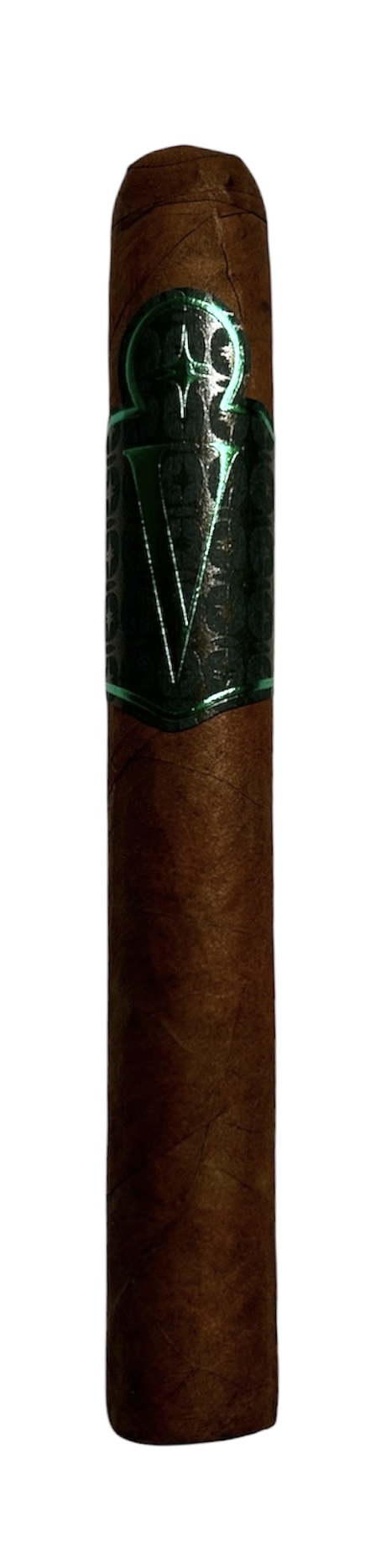 The V3RSA VII cigar standing upright, with a green V band
